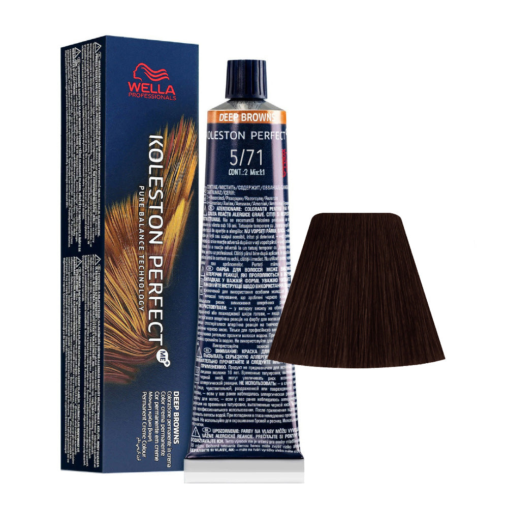 Wella Koleston Perfect Me+ Deep Browns 5/71 Castano Chiaro Sabbia Cenere 60ml - colorazione permanente