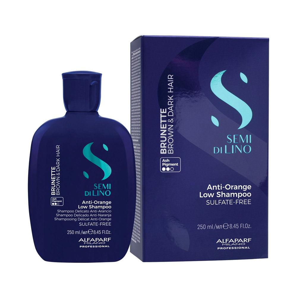 Alfaparf Milano Semi di Lino Brunette Anti-Orange Low Shampoo 250ml - shampoo delicato anti-arancio