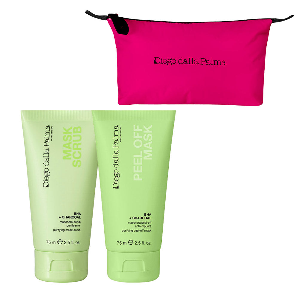 Diego dalla Palma Professional Super Scrub Mask-Scrub 75ml Peel Off Mask Bha+ Charcoal 75ml + Pochette Fucsia OMAGGIO [all]