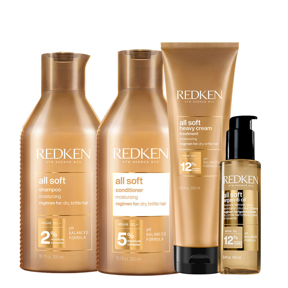 Redken All Soft Shampoo 300ml Conditioner 300ml Treatment 250ml Argan Oil 100ml