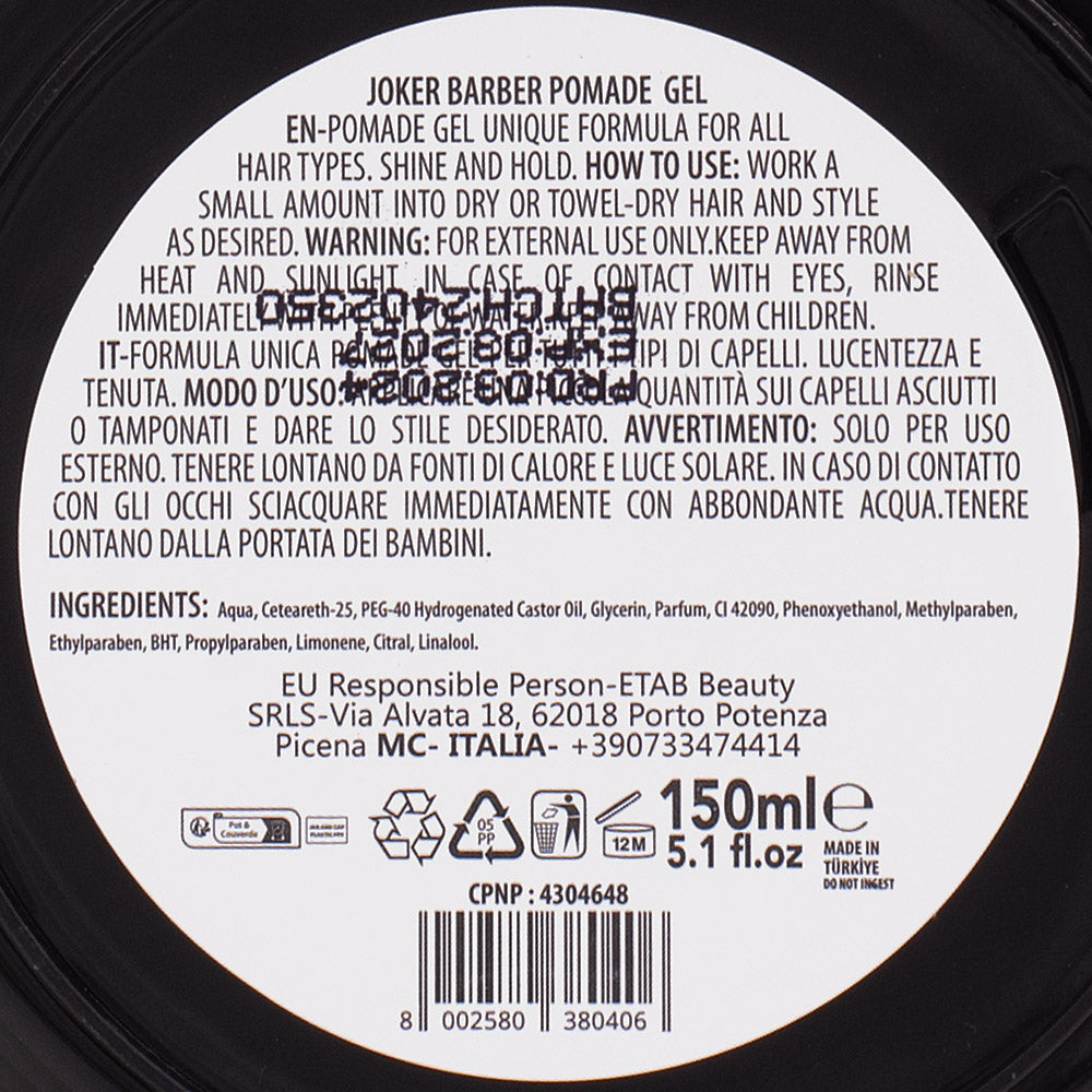 Joker Barber Pomade Gel 150ml - gel tenuta forte