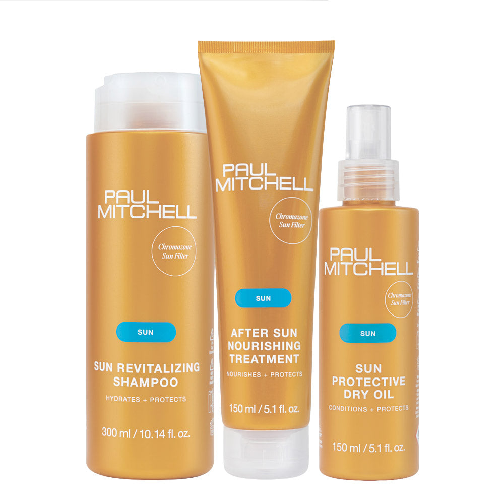 Paul Mitchell Sun Revitalizing Shampoo 300ml After Sun Nourishing Treatment 150ml  Protective Dry Oil 150ml [all]