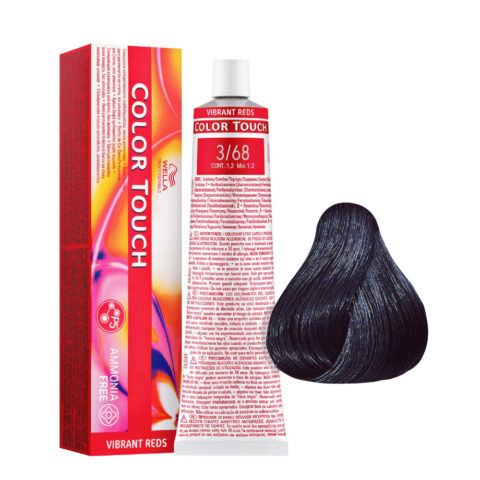 Wella Color Touch Vibrant Reds 3/68 Marron Foncé Violet Bluette 60 ml - coloration semi-permanente sans ammoniaque