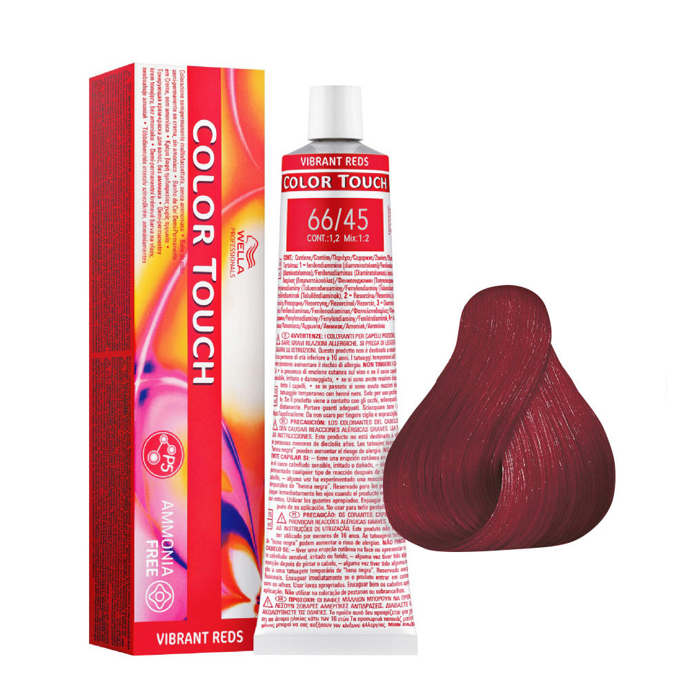 Wella Color Touch Vibrant Reds 66/45 Blond Foncé Intense Cuivre Acajou 60ml - coloration semi-permanente sans ammoniaque