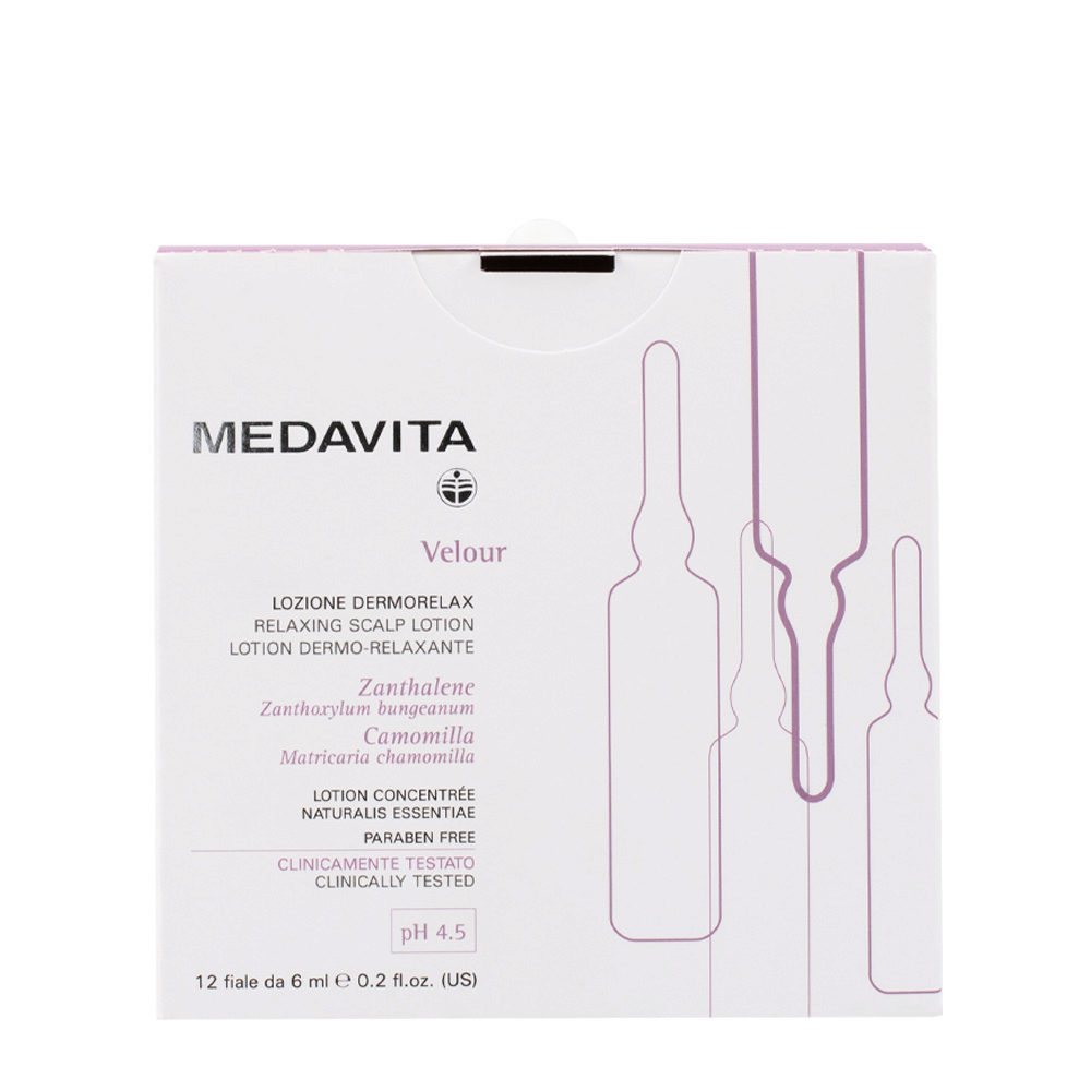 Medavita Cute Velour Relaxing Scalp Lotion 12x6ml - lotion dermorelax pH 6