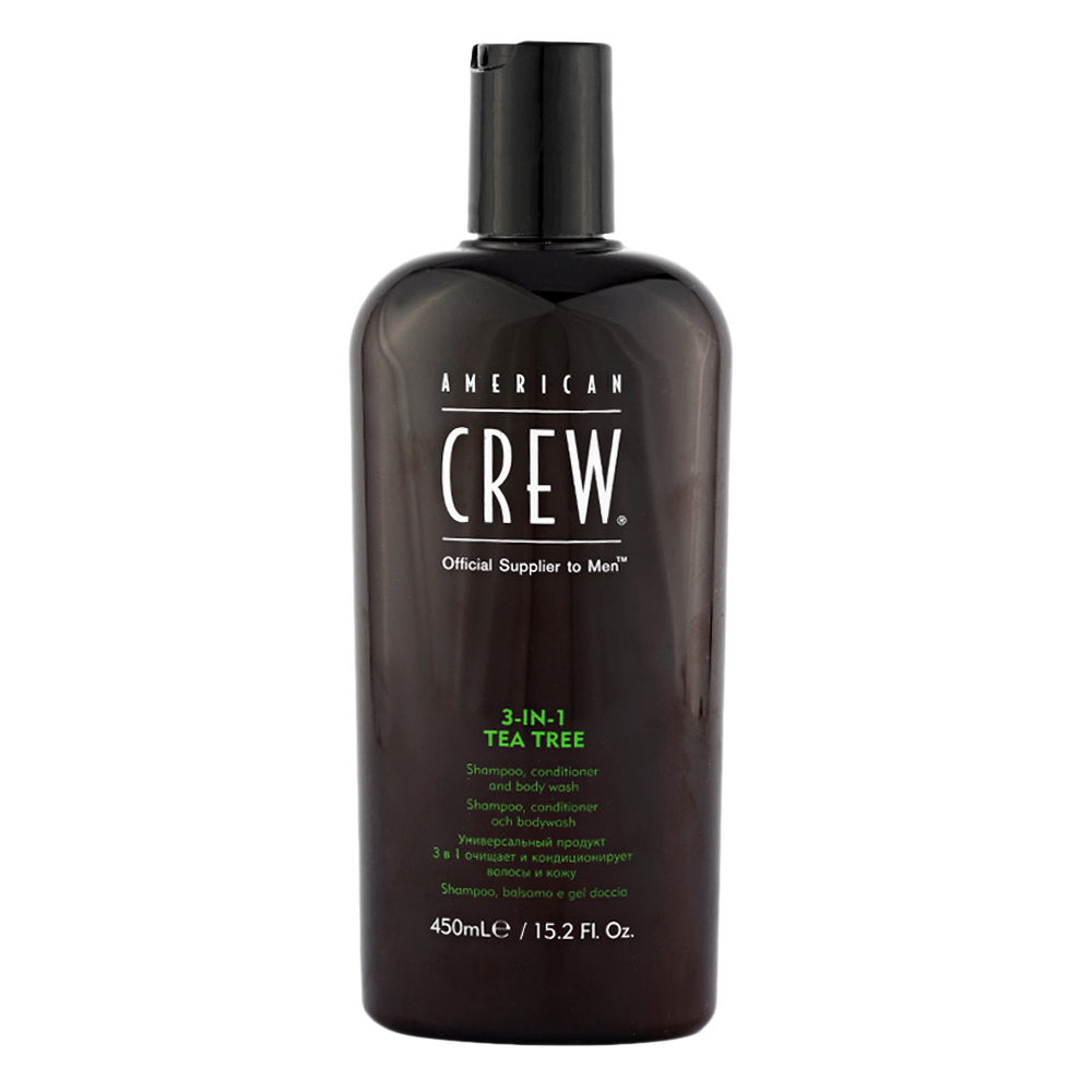 American Crew Tea Tree 3 in 1 Shampoo Conditioner and Body Wash 450ml - shampoing, après-shampooing et gel douche