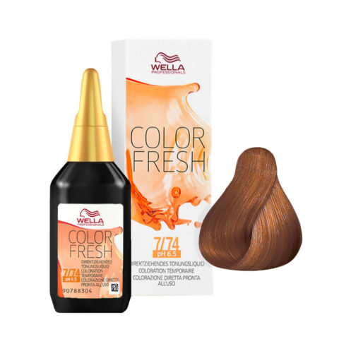 Wella Color Fresh 7/74 Blond Moyen Sable Cuivre 75 ml - rehausseur de couleur  sans ammoniac