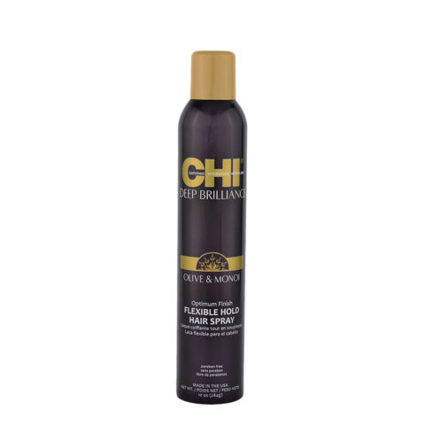 Deep Brilliance Olive & Monoi Flexible Hold Hairspray 284gr  - laque brillance