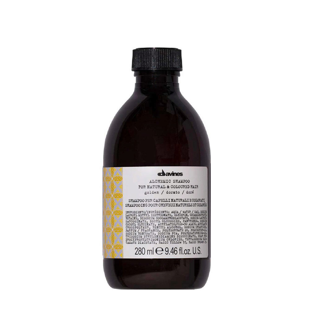 Davines Alchemic Shampoo Golden 280ml - shampoing pour cheveux méchés blond doré et miel