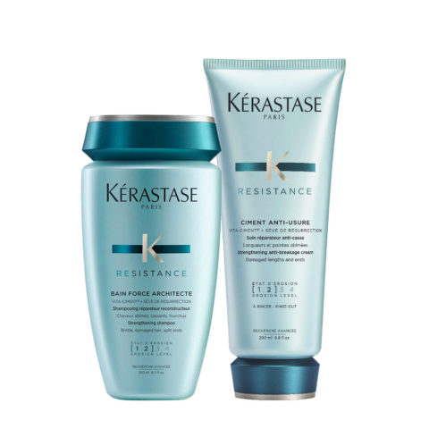 Kerastase Résistance Kit Renforcement Shampoo 250ml + Conditioner 200ml pour les cheveux faibles et abimés