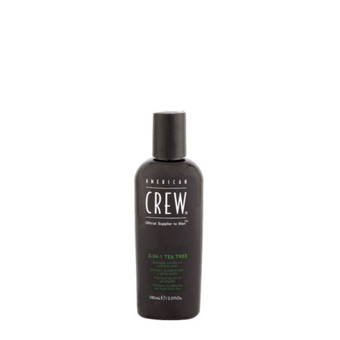 American crew Tea Tree 3 in 1 Shampoo Conditioner and Body Wash 100ml - shampooing, conditionneur et gel douche