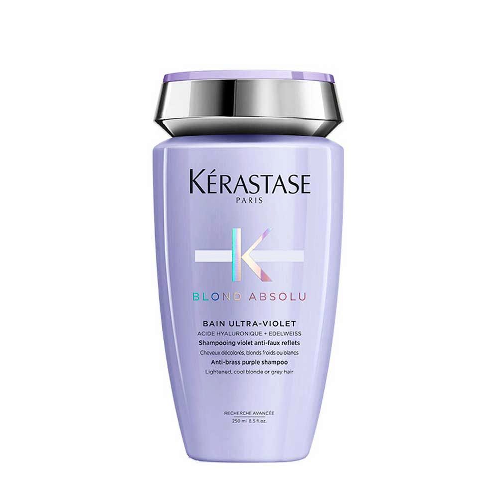 Kerastase Blond Absolu Bain ultra violet 250ml - shampooing anti jaune pour cheveux blonds, gris, blancs et platinés