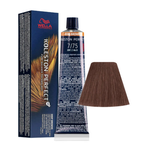 Wella Koleston Perfect Me+ Deep Browns 7/75 Blond Moyen Sable Doré Acajou 60 ml - coloration permanente