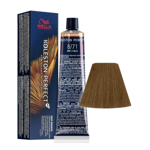 Wella Koleston Perfect Me+ Deep Browns 8/71 Blond Sable Cendré Clair 60 ml - coloration permanente