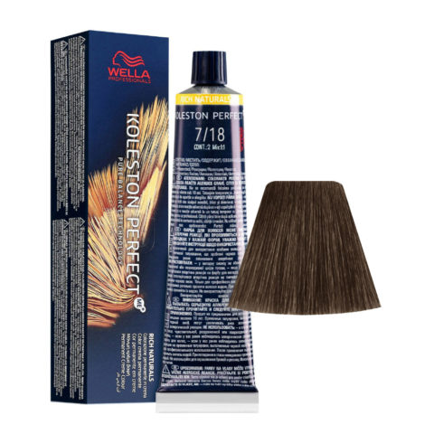 Koleston Perfect Me+ Rich Naturals 7/18 Blond Moyen Cendré Perle 60ml - coloration permanente