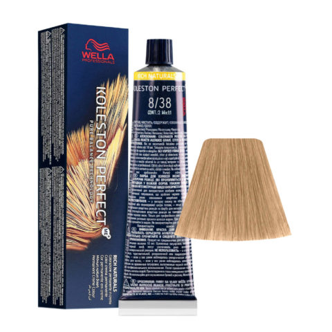 Koleston Perfect Me+ Rich Naturals 8/38 Blond Clair Doré Perle 60 ml - coloration permanente