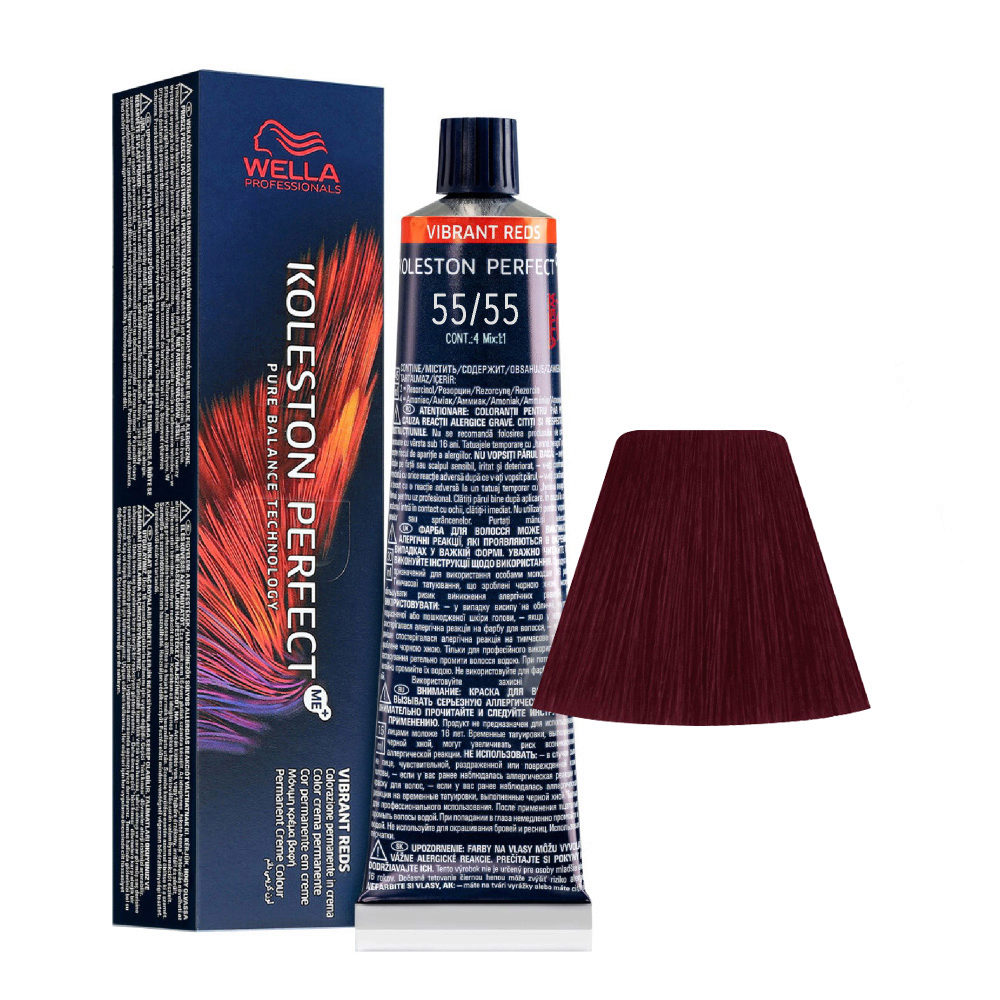 Wella Koleston Perfect Me+ Vibrant Reds 55/55 Châtain Clair Intense Acajou Intense 60 ml - coloration permanente