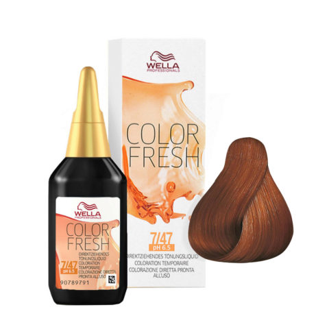 Wella Color Fresh 7/47 Blond Moyen Cuivré Sable 75ml - rehausseur de couleur  sans ammoniac