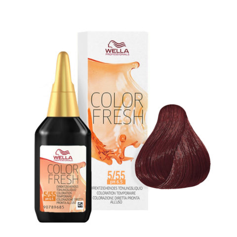 Wella Color Fresh 5/55 Châtain Clair Acajou Intense 75ml - rehausseur de couleur  sans ammoniac