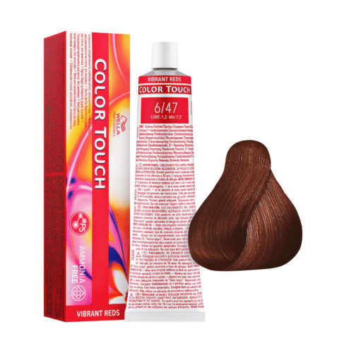 Wella Color Touch Vibrant Reds 6/47 Blond Foncé Cuivré Sable 60ml - coloration semi-permanente sans ammoniaque