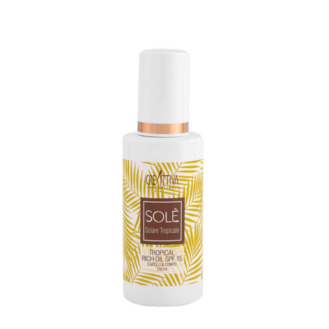 Creattiva Solè Tropical Rich Oil SPF 15  150ml - Huile Cheveux Solaire