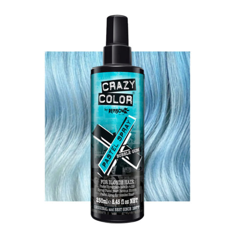 Crazy Color Pastel Spray Bubble Gum 250ml - couleur bleu pastel temporaire