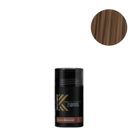 Tricomix Fibre Medium Brown 12gr - Fibres De Kératine Avec Effet Volumateur Et Antichute Châtain Moyen