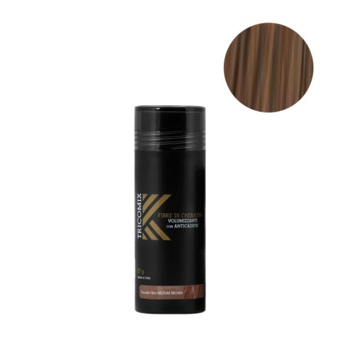 Tricomix Fibre Medium Brown 27gr - Fibres De Kératine Avec Effet Volumateur Et Antichute Châtain Moyen