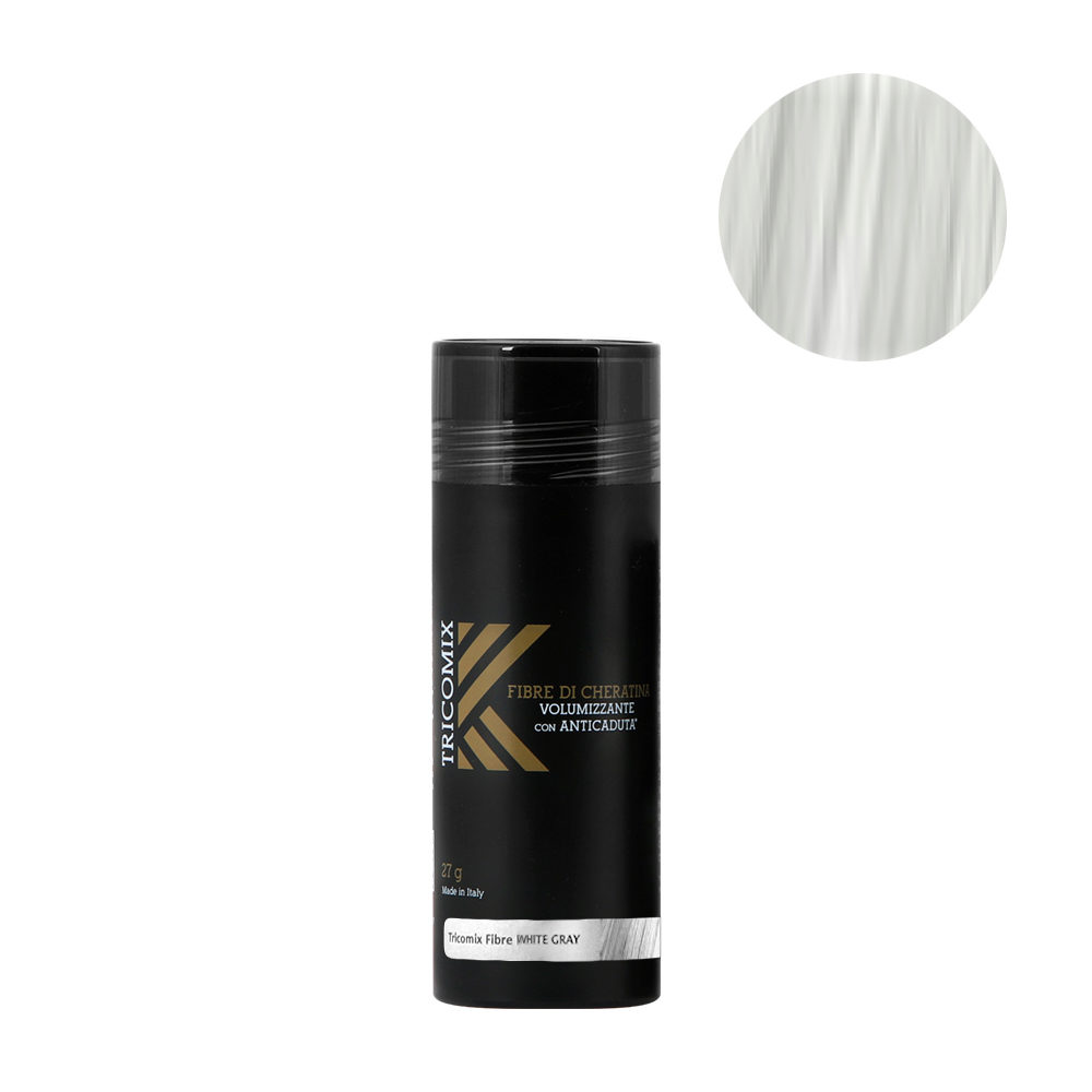 Tricomix Fibre White Gray 27gr - Fibres De Kératine Avec Effet Volumateur Et Antichute Gris Moyen / Blanc