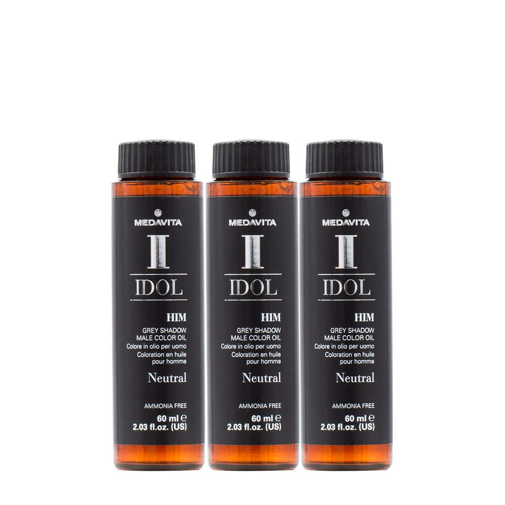 Medavita Idol Man Male Color Grey Shadow 3x60ml- coloration neutre pour hommes