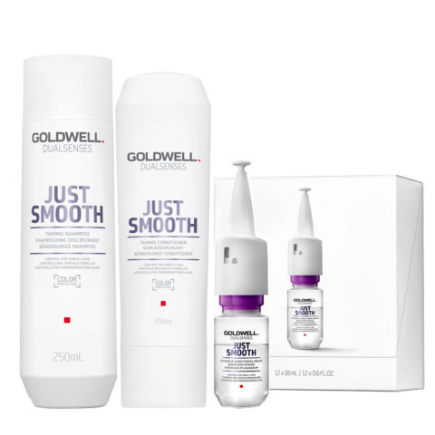 Dualsenses Just Smooth Taming Shampoo 250ml Conditioner 200ml Serum 12x18ml