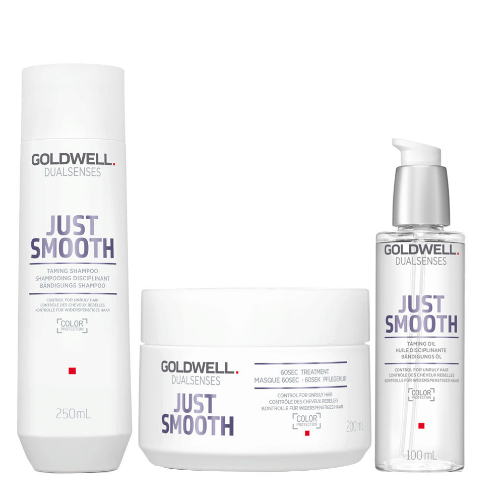 Goldwell Dualsenses Just Smooth Taming Shampoo 250ml Treatment 200ml Oil 100ml