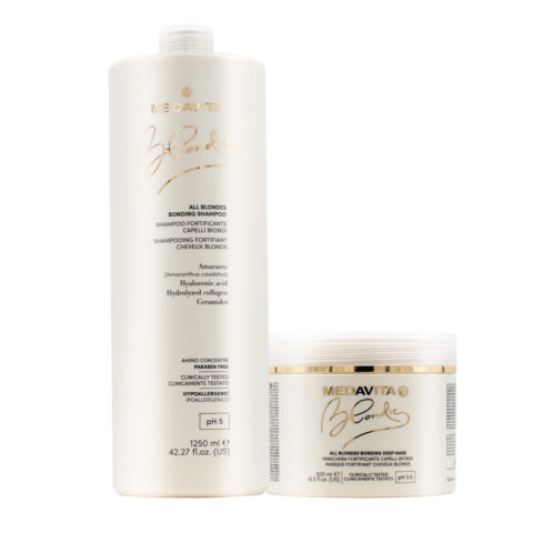 Medavita Blondie Shampooing 1250ml Et Masque 500 Pour Cheveux Blonds