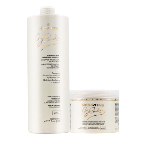 Medavita Blondie Sunset Shampooing 1250ml Et Masque 500ml Blond Chaud