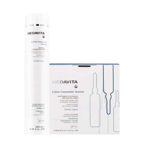Medavita Lotion concentree Homme Shampooing antichute homme 250ml Flacons 13x6ml