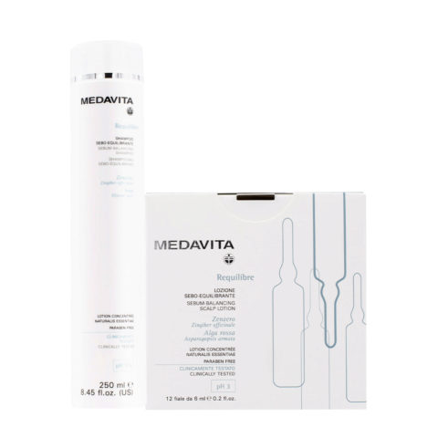 Medavita Requilibre Shampooing sébo-équilibrant pH 5.5 250ml Sebum-Lotion sébo-équilibrante pH 3  12x6ml