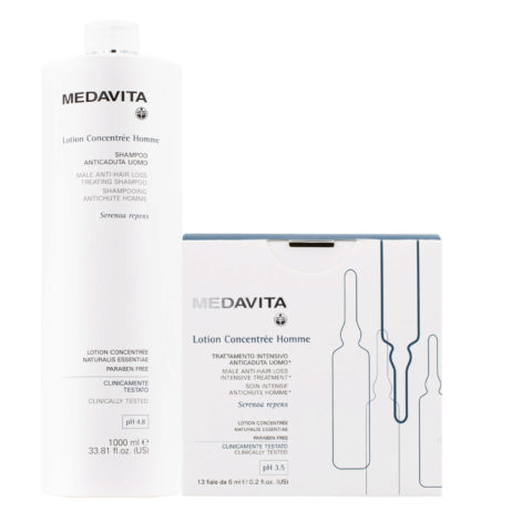 Medavita Lotion concentree Homme Shampooing antichute homme 1000ml Flacons 13x6ml