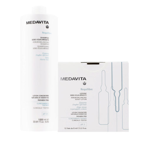 Medavita Requilibre Shampooing pH 5.5 1000ml Sebum-Lotion pH 3 12x6ml