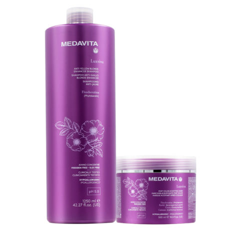 Medavita Luxviva Shampooing pour cheveux colorés 1250ml et Masque 500ml