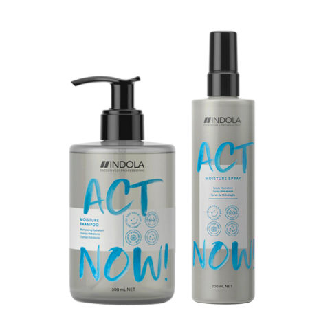 Indola Act Now Hydratante Pour Cheveux Secs Shampooing 300ml Et Spray Hydratante 200ml