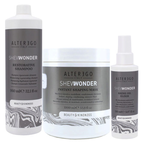 Alterego Shewonder Shampooing 950ml Masque 1000ml Huile Hydratante 150ml