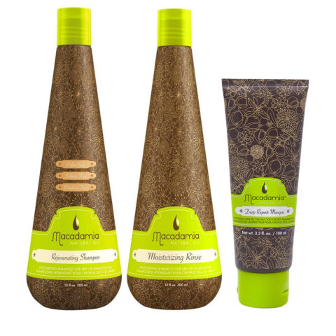 Macadamia Kit Shampooing Cheveux Secs 300ml Après-shampoing 300ml Masque 100ml