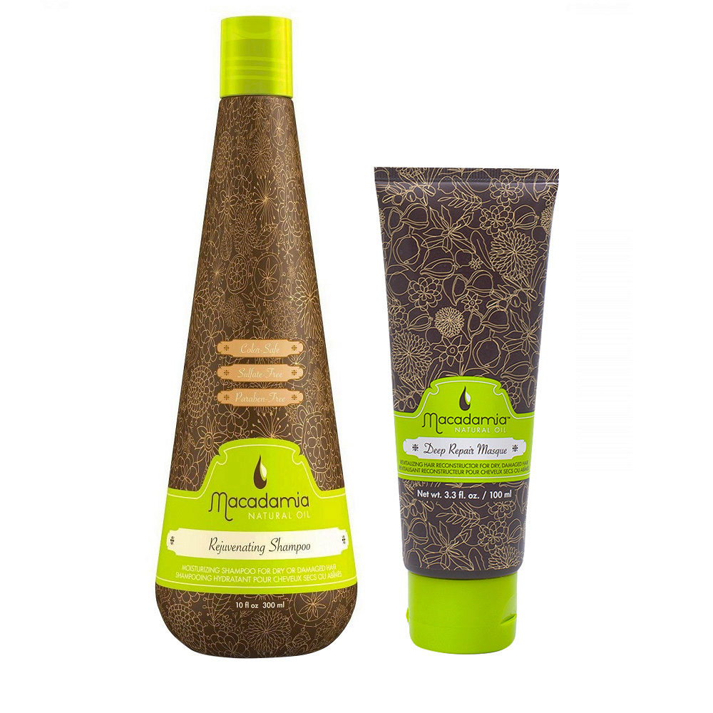 Macadamia Kit Shampooing Hydratant Cheveux Secs 300ml Masque 100ml