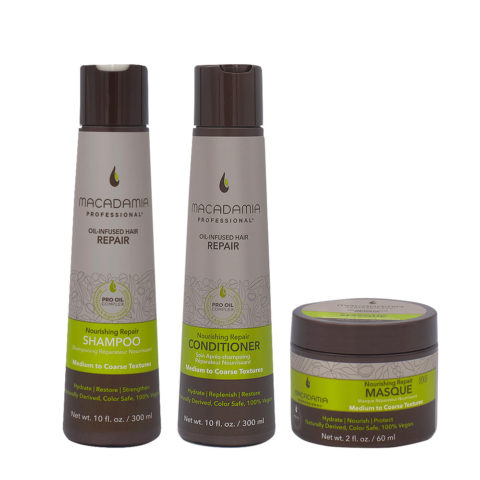 Set Cheveux Abimés Shampooing 300ml Baume 300ml Masque 60ml