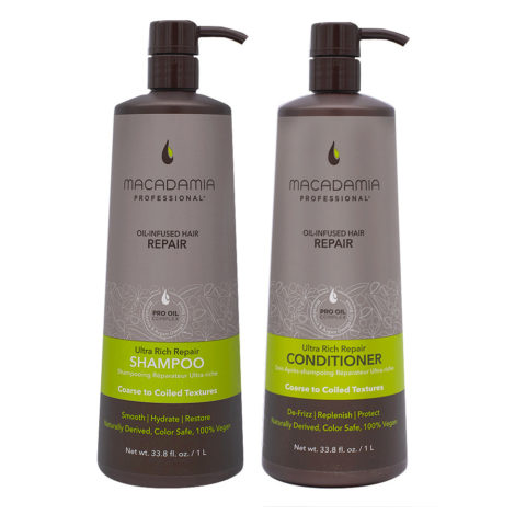 Macadamia Set Cheveux Gros et Abimés Shampooing 1000ml Et Baume 1000ml