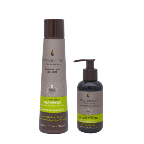 Macadamia Set Cheveux Abimés Et Gras Shampooing 300ml Et Huile 125ml