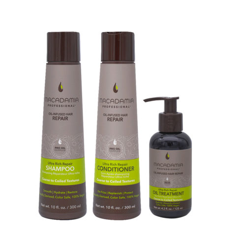 Set Cheveux Abimés Shampooing 300ml Et Conditioner 300ml Huile 125ml