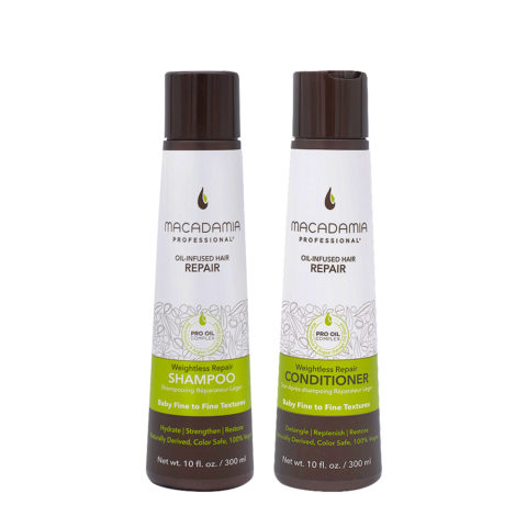 Macadamia Set Shampooing et Après-shampooing 300ml Cheveux abîmés et fins