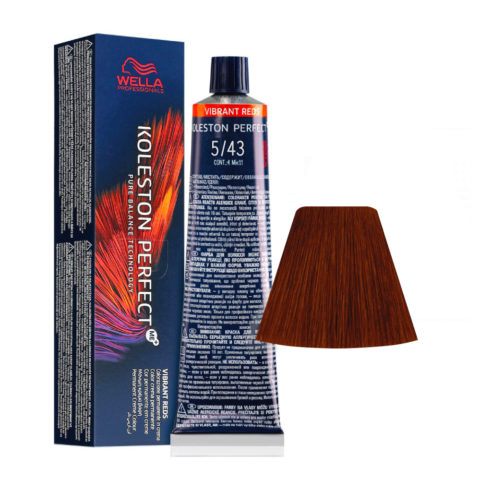 Wella Koleston Perfect Me+ Vibrant Reds 5/43 Brun Clair Cuivre Doré 60ml - coloration permanente