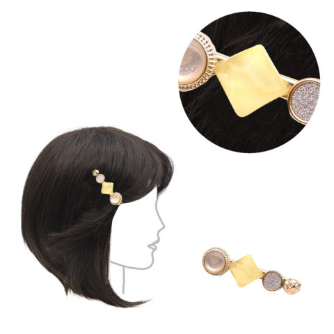 VIAHERMADA Barrette à cheveux avec Pierre Jaune 6cm